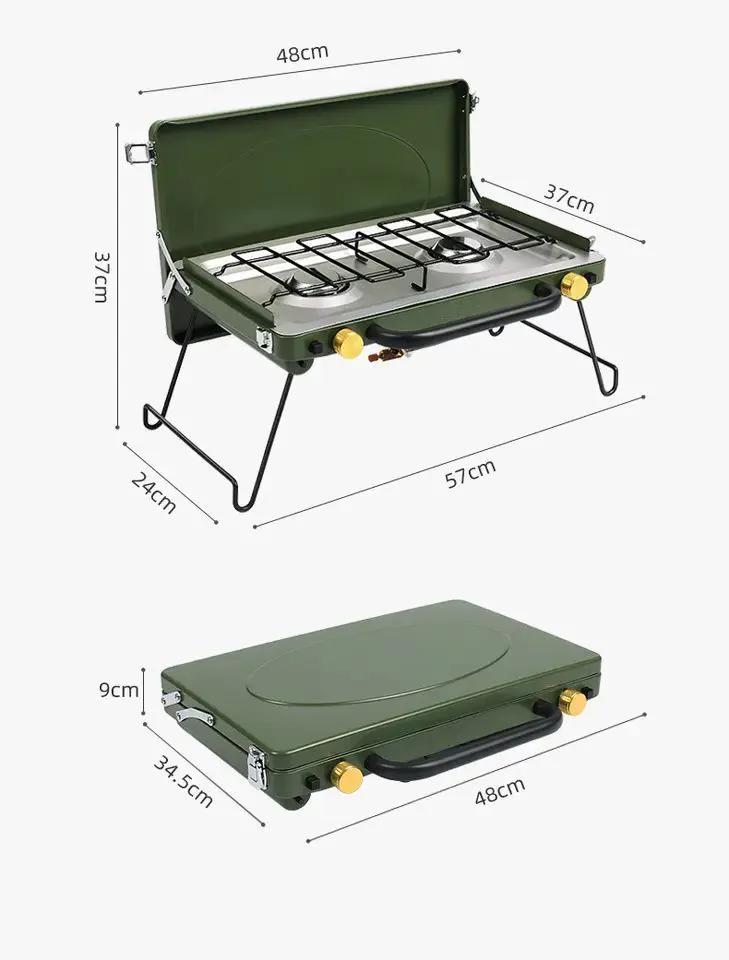 Propane Double Burner Two Burner Camp Stove Outdoor High Pressure Propane 2 Burner Adjustable PSI Regulator weight 5kg/unit