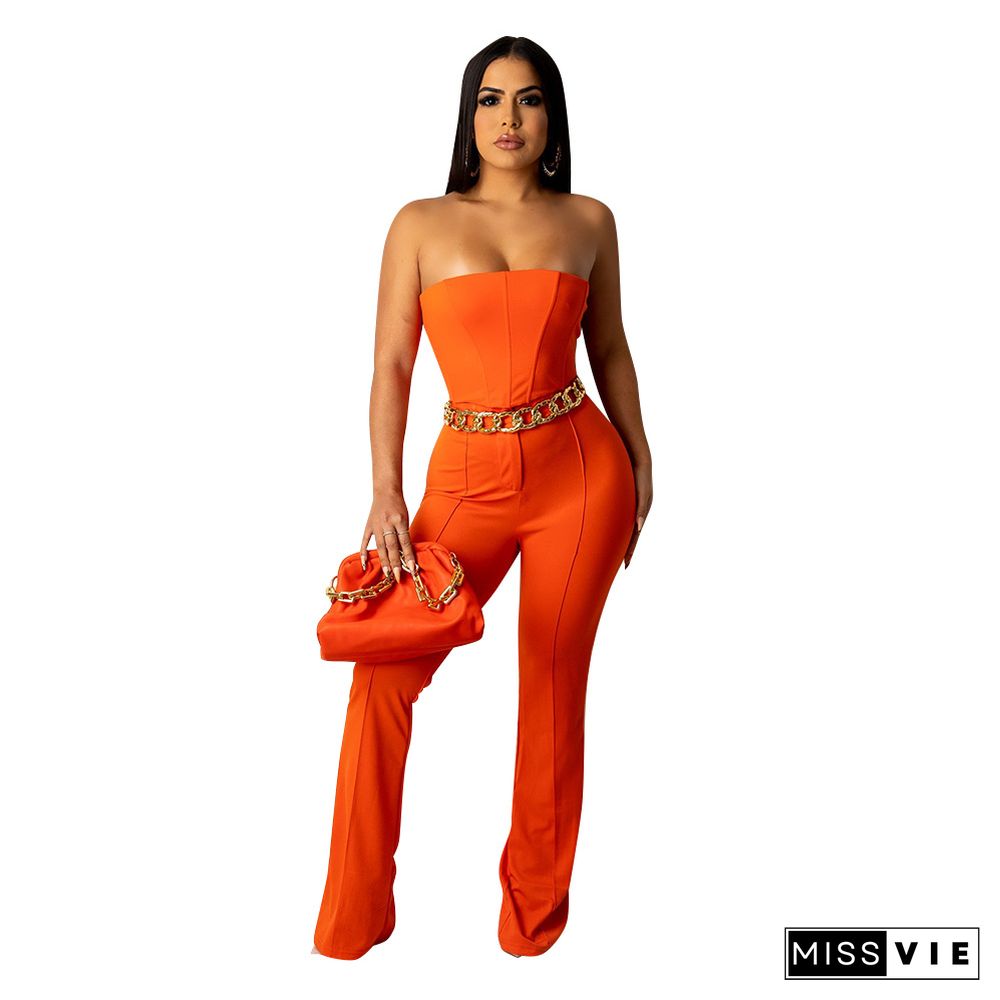 New Sexy Tube Top Slim Flared Pants Nightclub Set