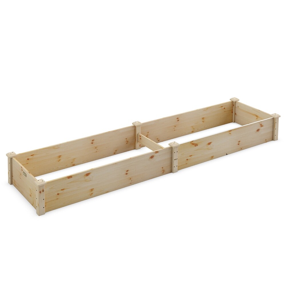 Costway Wooden Raised Garden Bed Outdoor Wood Planter Box for   95'' x 24'' x 10'' (L x W x H)