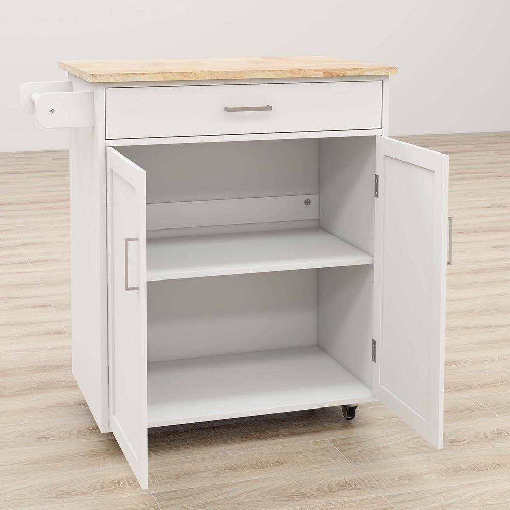 Whatseaso White MDF Kitchen Island L-KI110498538