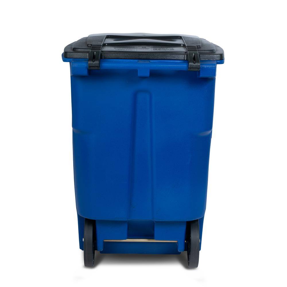 Toter 96 Gal. Blue Outdoor Commercial Trash Can with Quiet Wheels and Lid ANA96-00BLU