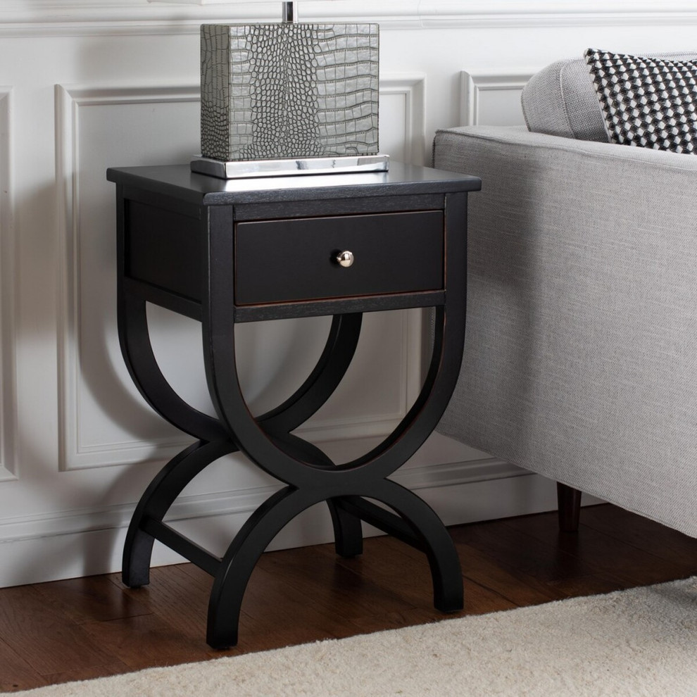 Casey Accent Table With Storage Drawer Black   Modern   Side Tables And End Tables   by Virgil Stanis Design  Houzz