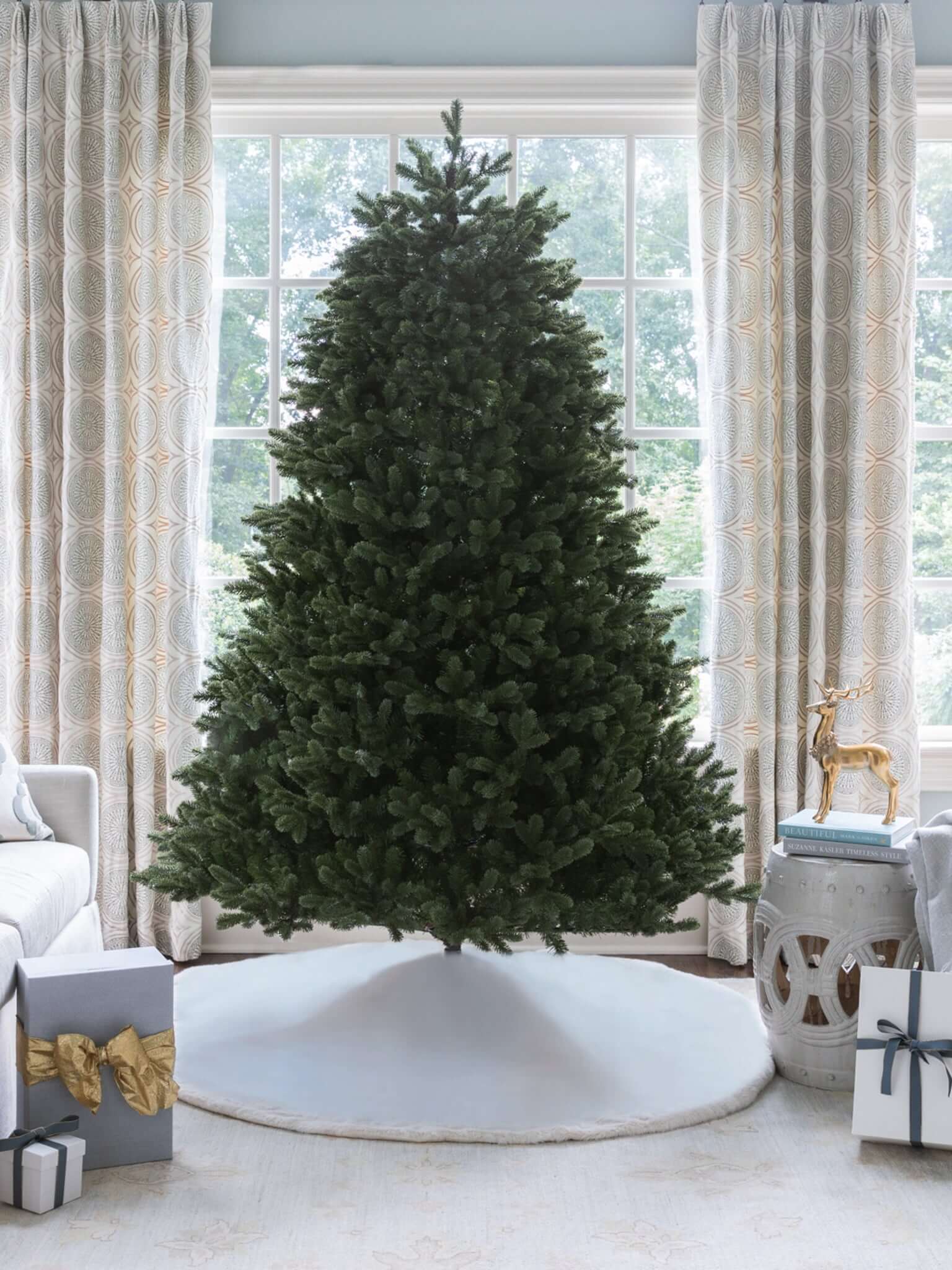 9' Aspen Fir Quick-Shape Tree with 2000 Warm White & Multi-Color LED Lights