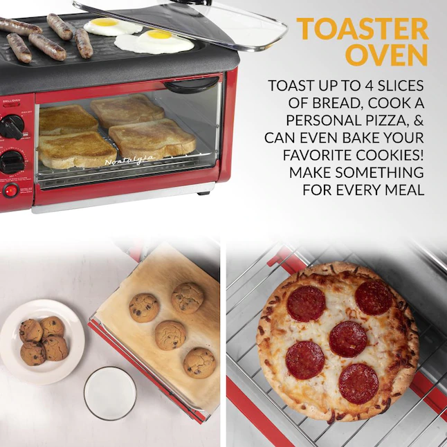 Nostalgia BST3RR 4-Slice Red Toaster Oven (1500-Watt)