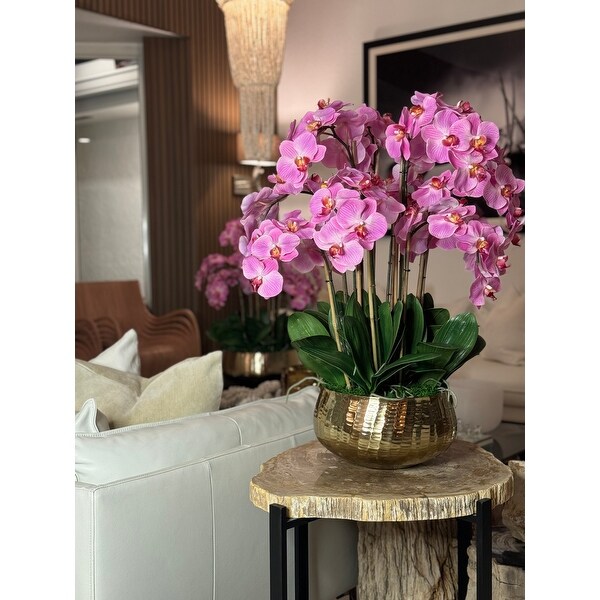 Phalaenopsis Orchids Floral Arrangement in Gold Planter