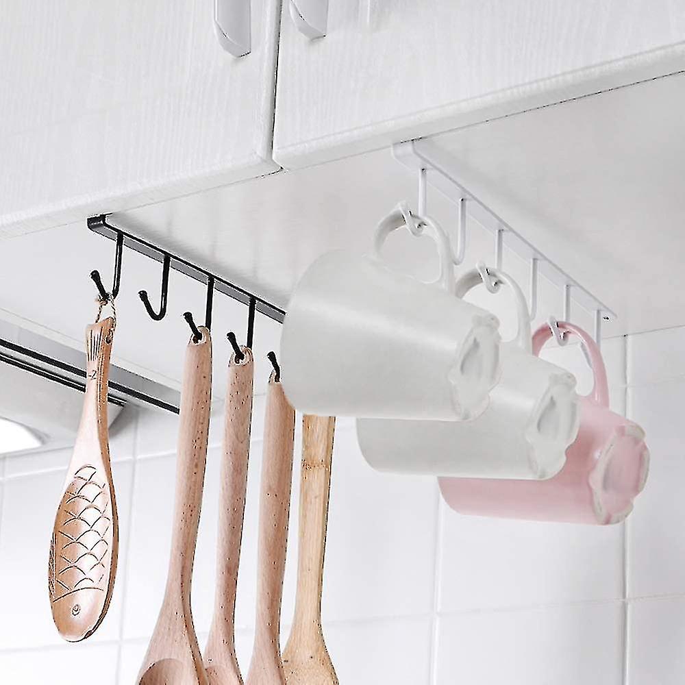 3 Pack Storage Hooks For Cups， Wine Glass， Kitchen Utensils， Belts And Scarf， Under Cabinet Hanging Hook No Drilling 26cm White