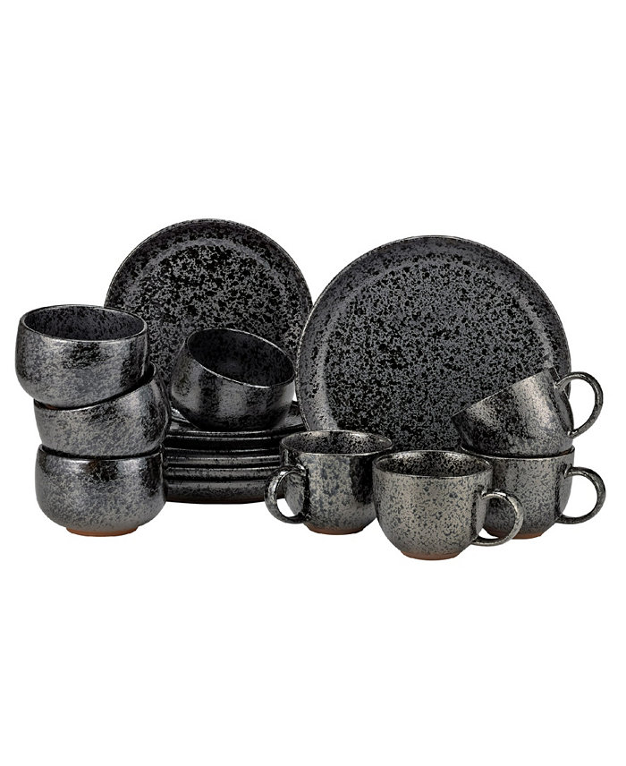 Over and Back Noir 16 Piece Dinnerware Set