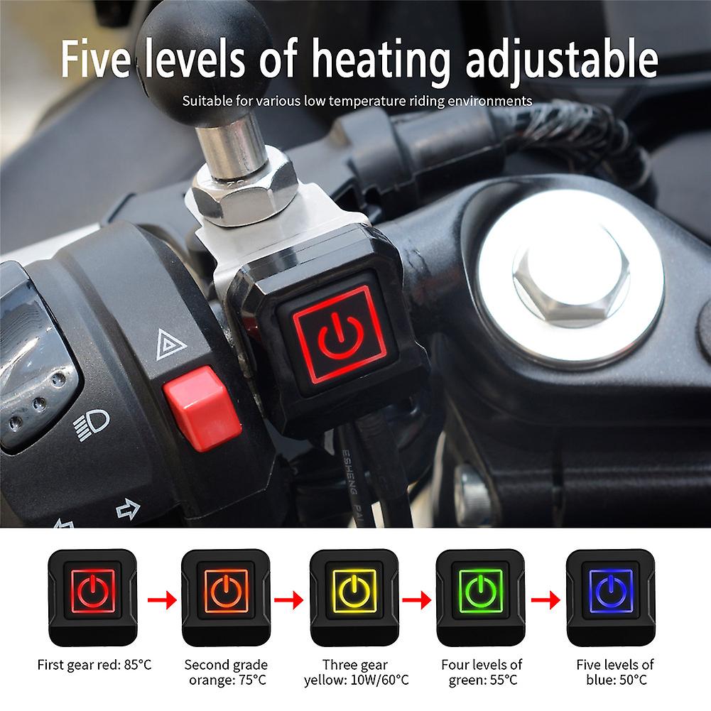 Motorcycle Heating Handle Cover 12v Intelligent Temperature 5-gear Adjustment Heating Handle Cover Winter Riding Warm Handle Cover