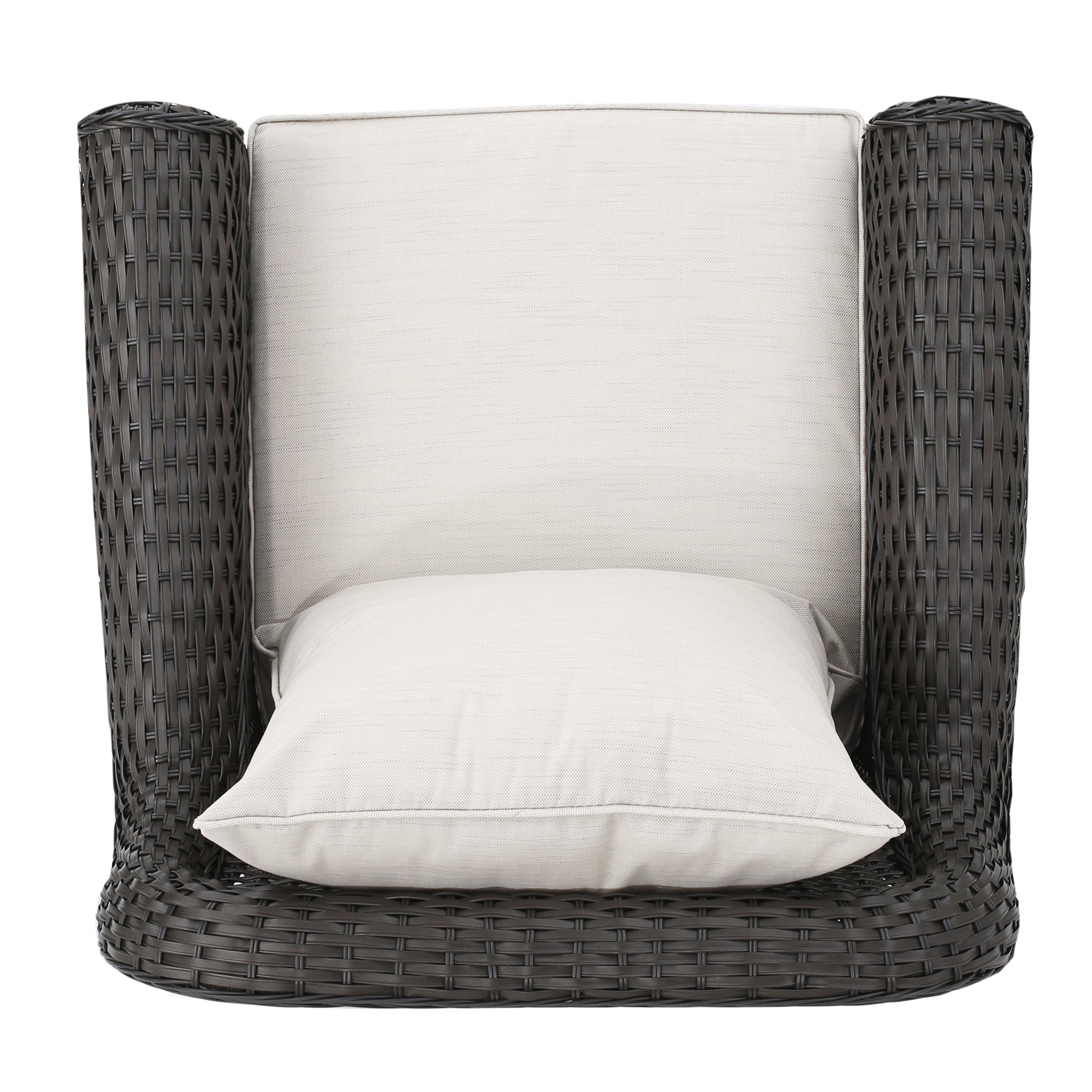 Admiral Outdoor Wicker Swivel Rocking Chair with Cushions, Set of 2, Beige