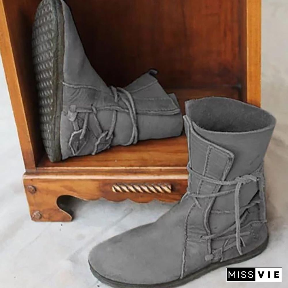 Fall Flat Heel Casual Boots