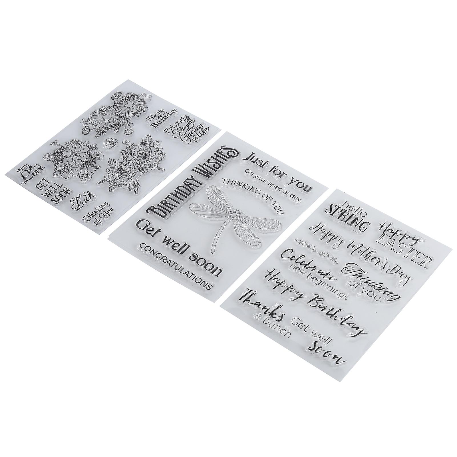 3pcs Transparent Stamp Rubber Tpr Diy Journal Album Decoration Crafts Accessories