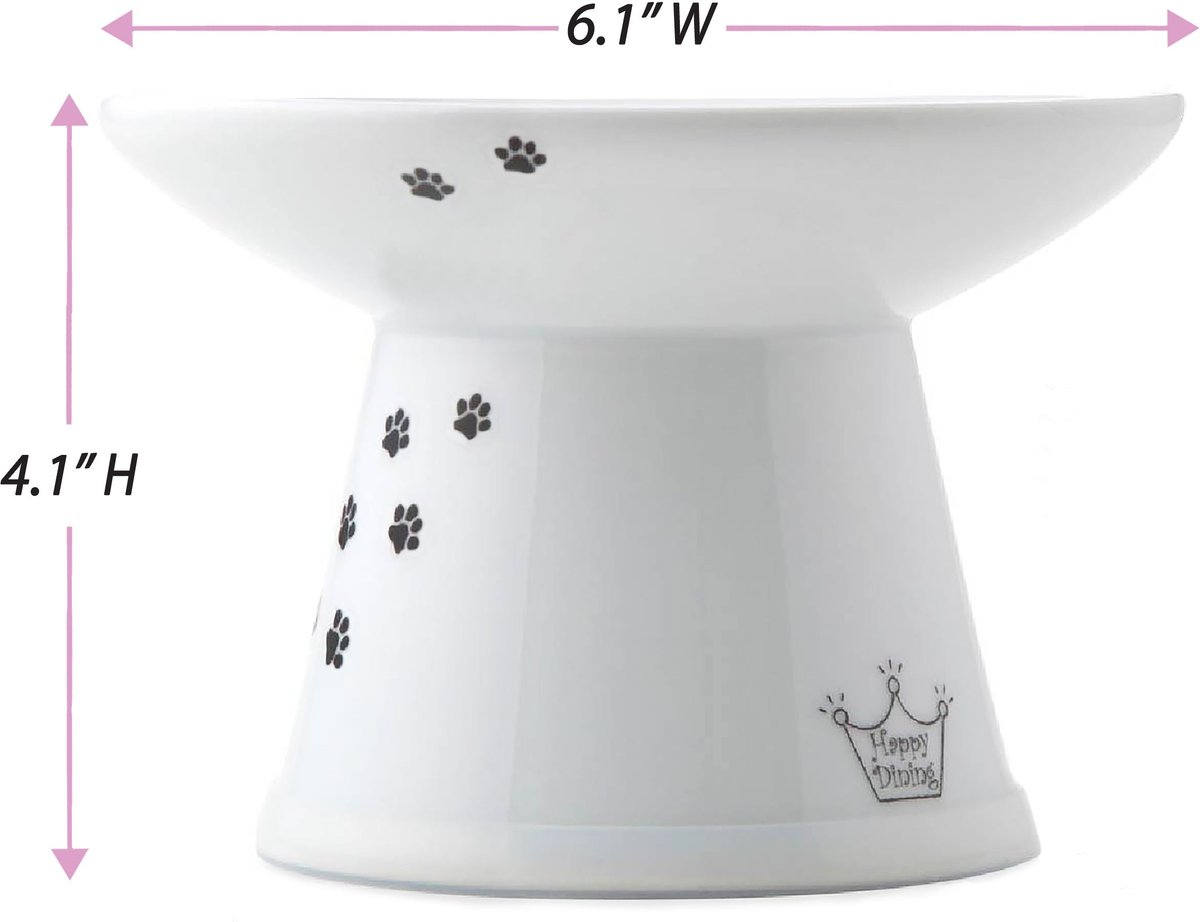 Necoichi Extra Wide Ceramic Elevated Cat Food Bowl， 2-cup