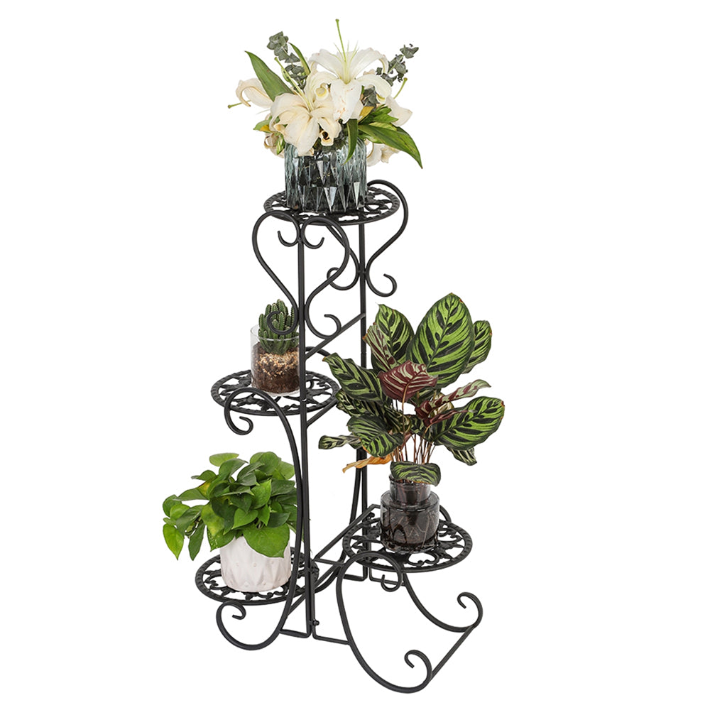 4 Potted Plant Flower Stand Retro Wrought Iron Pot Holder Indoor Outdoor Planter Shelving Rack