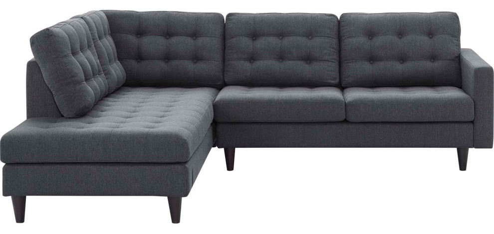 Empress 2 Piece Upholstered Fabric Left Facing Bumper Sectional   Midcentury   Sectional Sofas   by Modway  Houzz