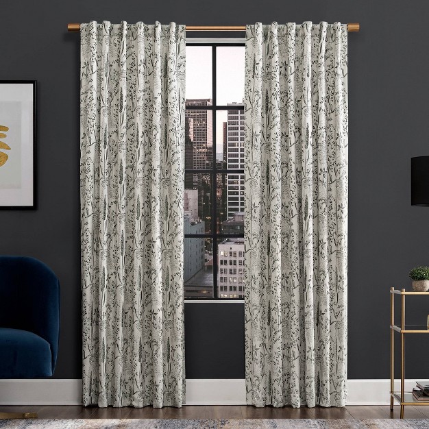 Aubry Shimmering Floral Blackout Back Tab Curtain Panel Scott Living