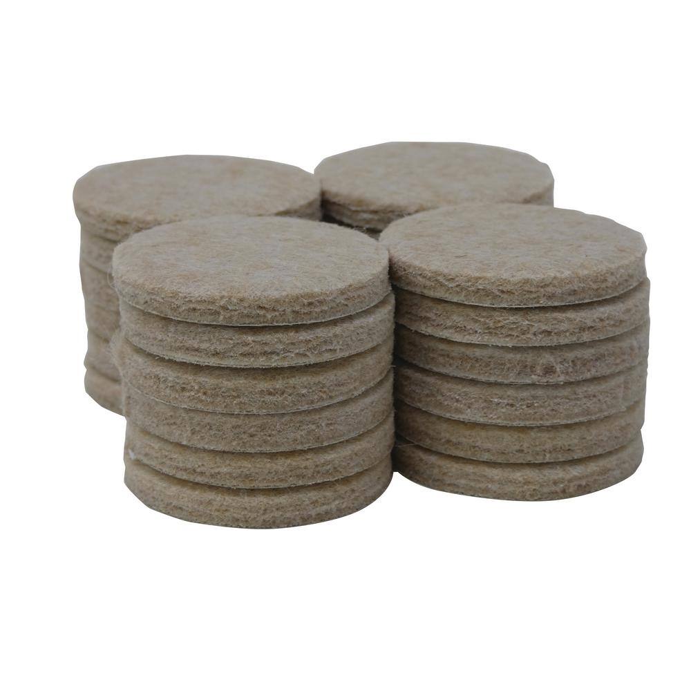 Everbilt 1-12 in. Beige Heavy Duty Self-Adhesive Round Felt Furniture Pads (24-Pack) 49976