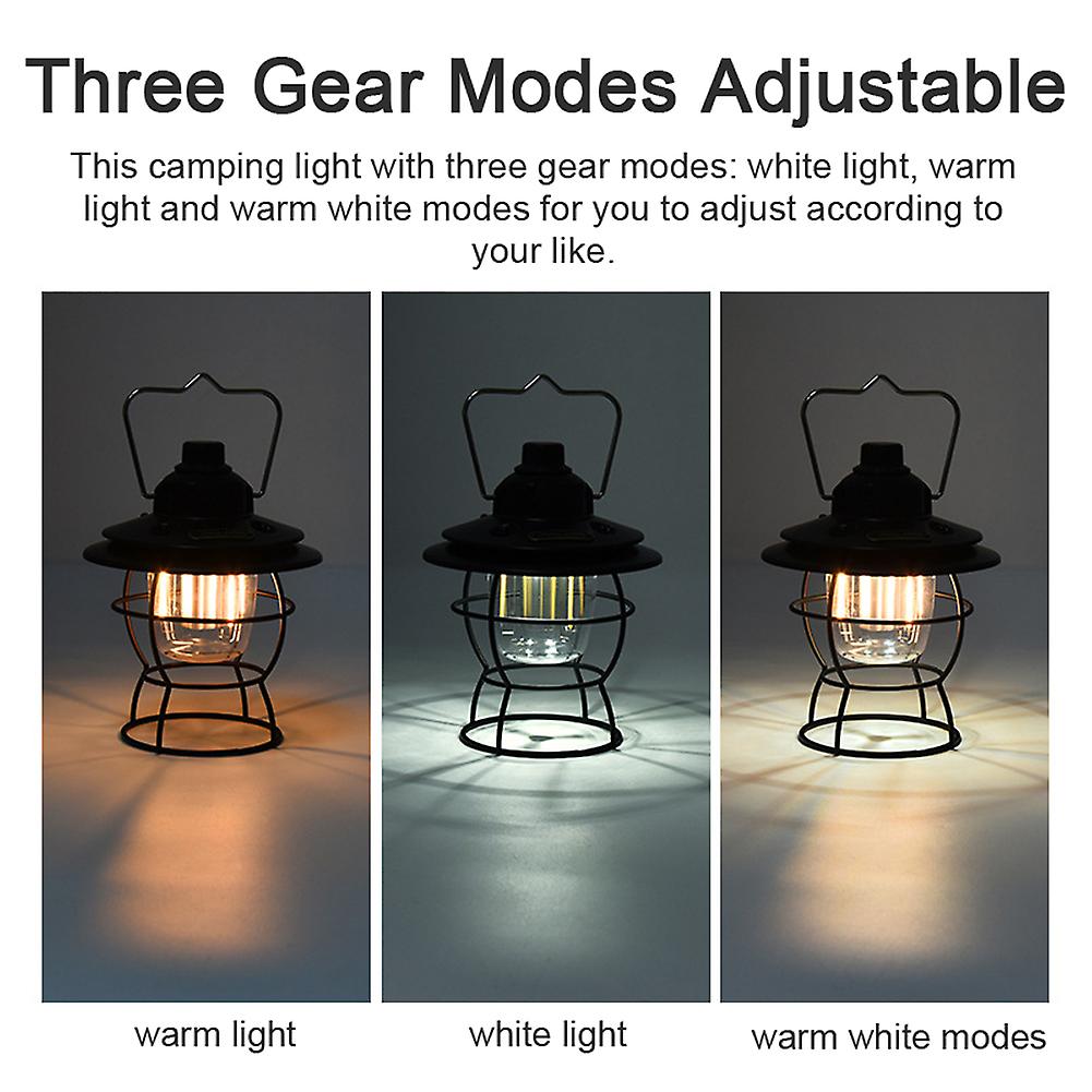 Usb Recharging Light Retro Campsite Lantern Outdoor Camping Hiking Tent Night Light Lamp Stepless Dimming Three Light Modes Adjustable No.252411