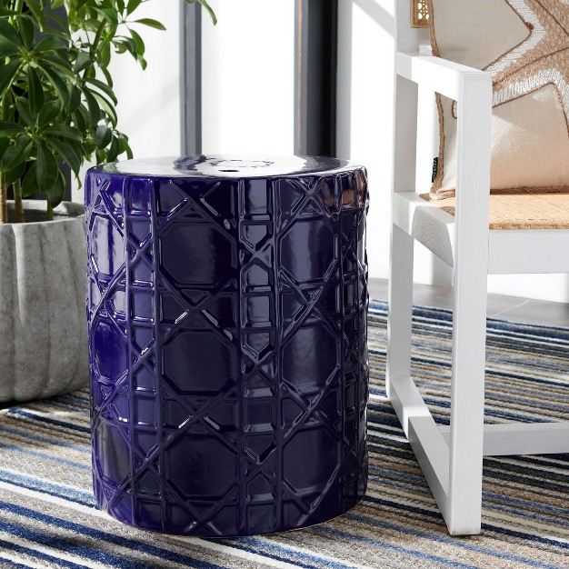 Puma Ceramic Garden Stool Navy Blue Safavieh