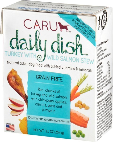 Caru Daily Dish Turkey with Wild Salmon Stew Grain-Free Wet Dog Food， 12.5-oz， case of 12