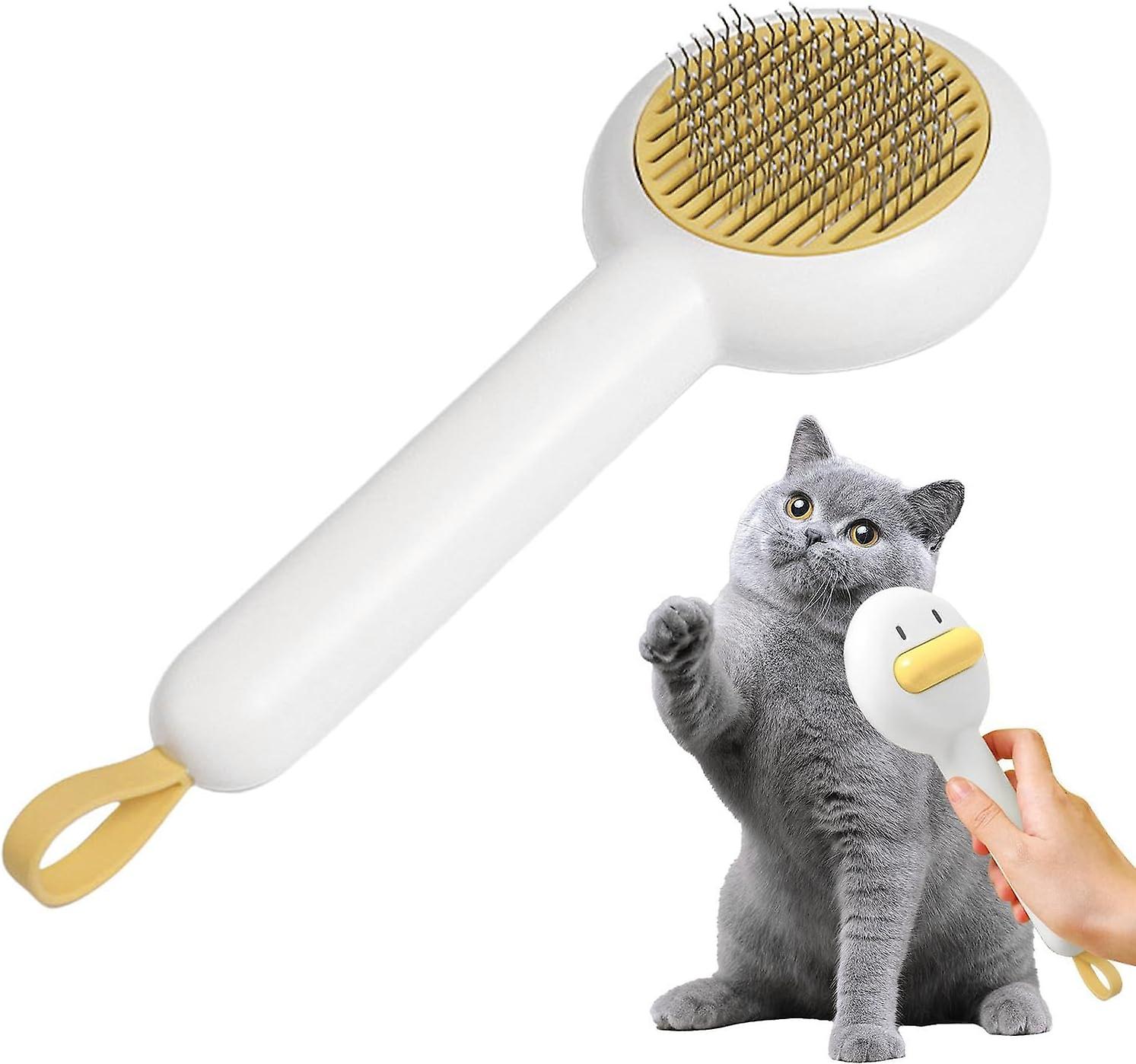 Self Cleaning Cat Hair Removal Brush， Dog Cat Deshedding Brush Mats Hair Shedding Brush， Pet Grooming Shedding Brush， Pets Grooming Comb Kit -white