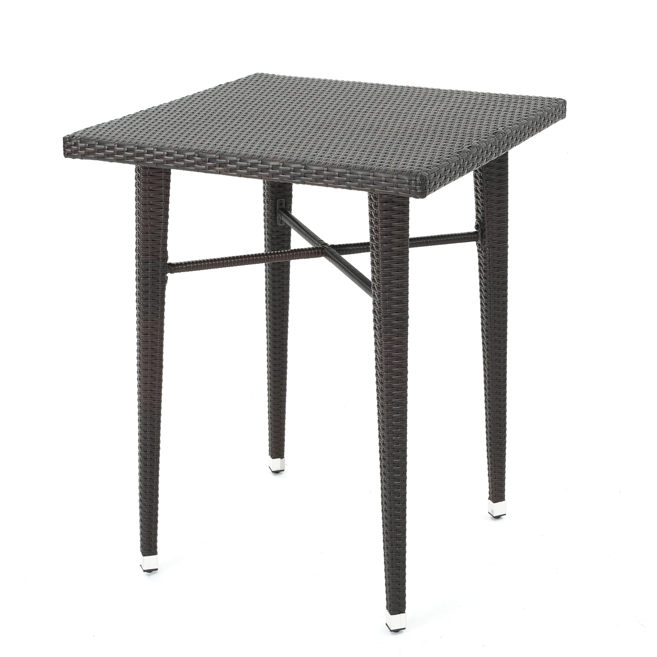 Dom Outdoor 32.5 Inch Square Multi-brown Wicker Bar Table