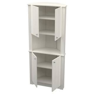 Inval 72.05 in. Washed Oak Wood 3-shelf Corner Bookcase GM-1640