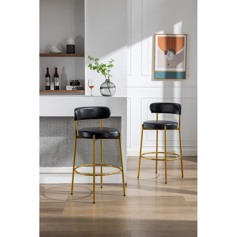 Bar Stools Industrial Pub Barstools with Back and Footrest  Modern Armless Bar Height Stool Chairs Set of 2