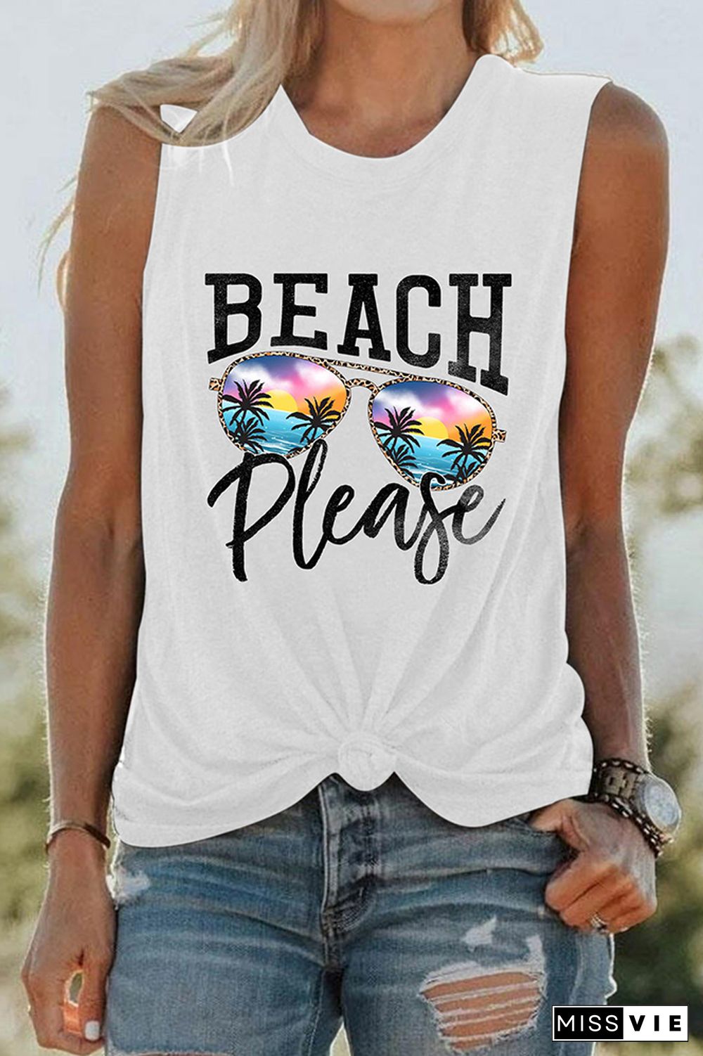 Beach Plwase Printed Tank Top