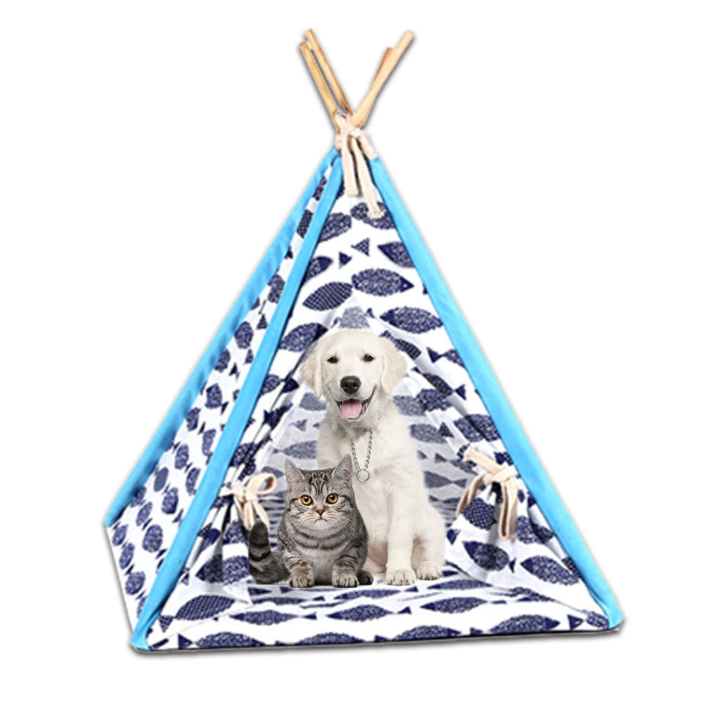 Washable Pet Tent Dog Bed Cat Shed House Portable Pet Teepee House with Mat