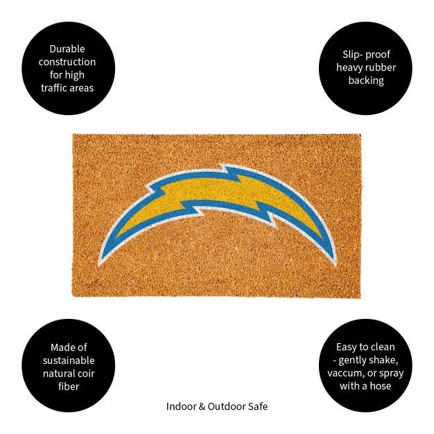 Evergreennfllos Angeles Chargers Logo Natural Coir 28 X 16 Inches Indoor Outdoor Doormat