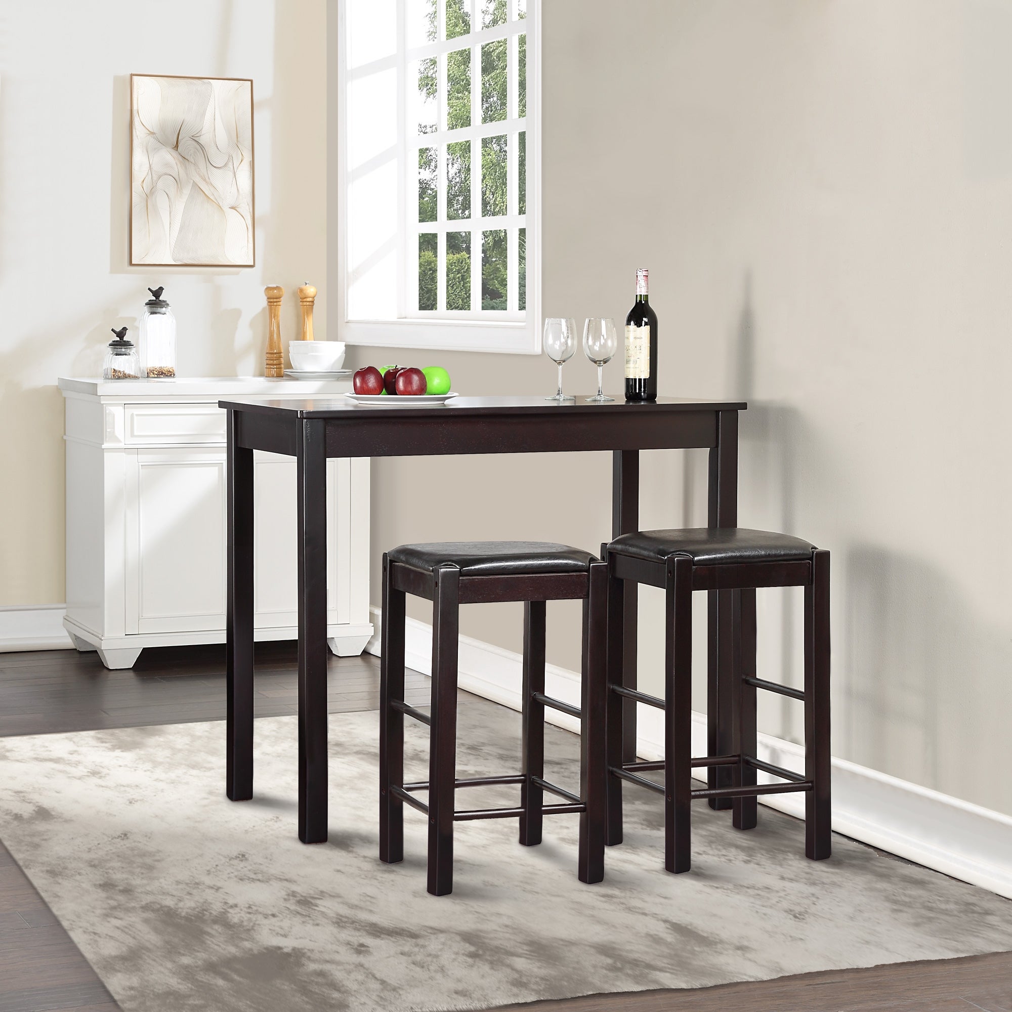 3-piece Counter Dining Sets Pub Countertop with 2 Bar Stools - L42