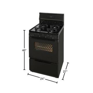 Premier 24 in. 2.97 cu. ft. Freestanding Sealed Burner Spark Ignition Gas Range in Black SJK340BP