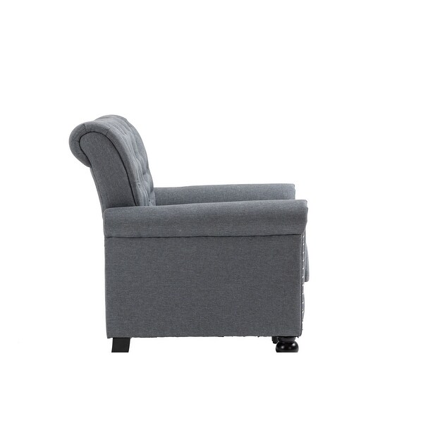 Linen Upholstered Tufted Back Accent Chair