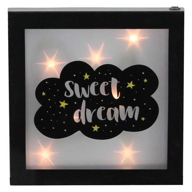 Northlight 9 Battery Operated Led Lighted sweet Dream Cloud Framed Night Light Box