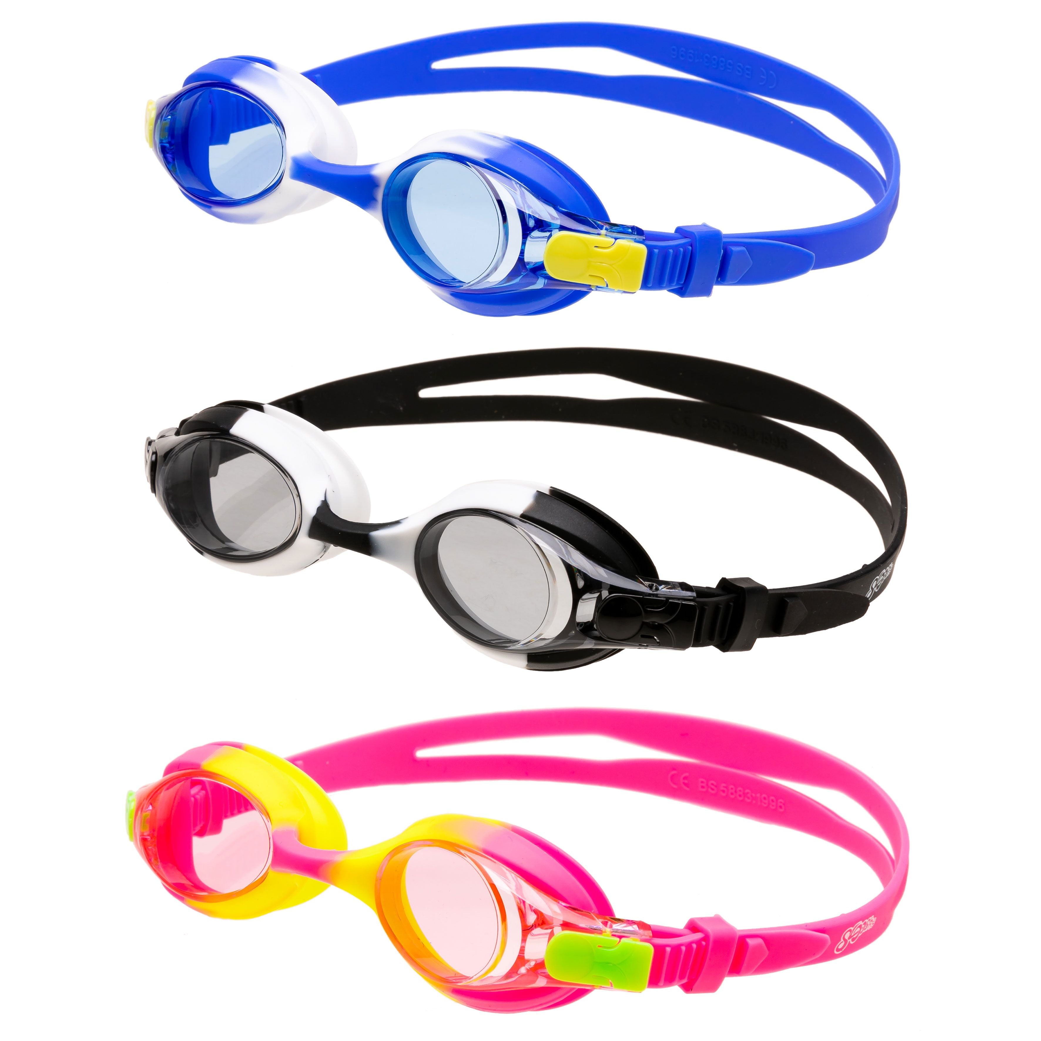 Clearance - Kids Swim Goggle (Blue, Black & Pink), 3 Pack