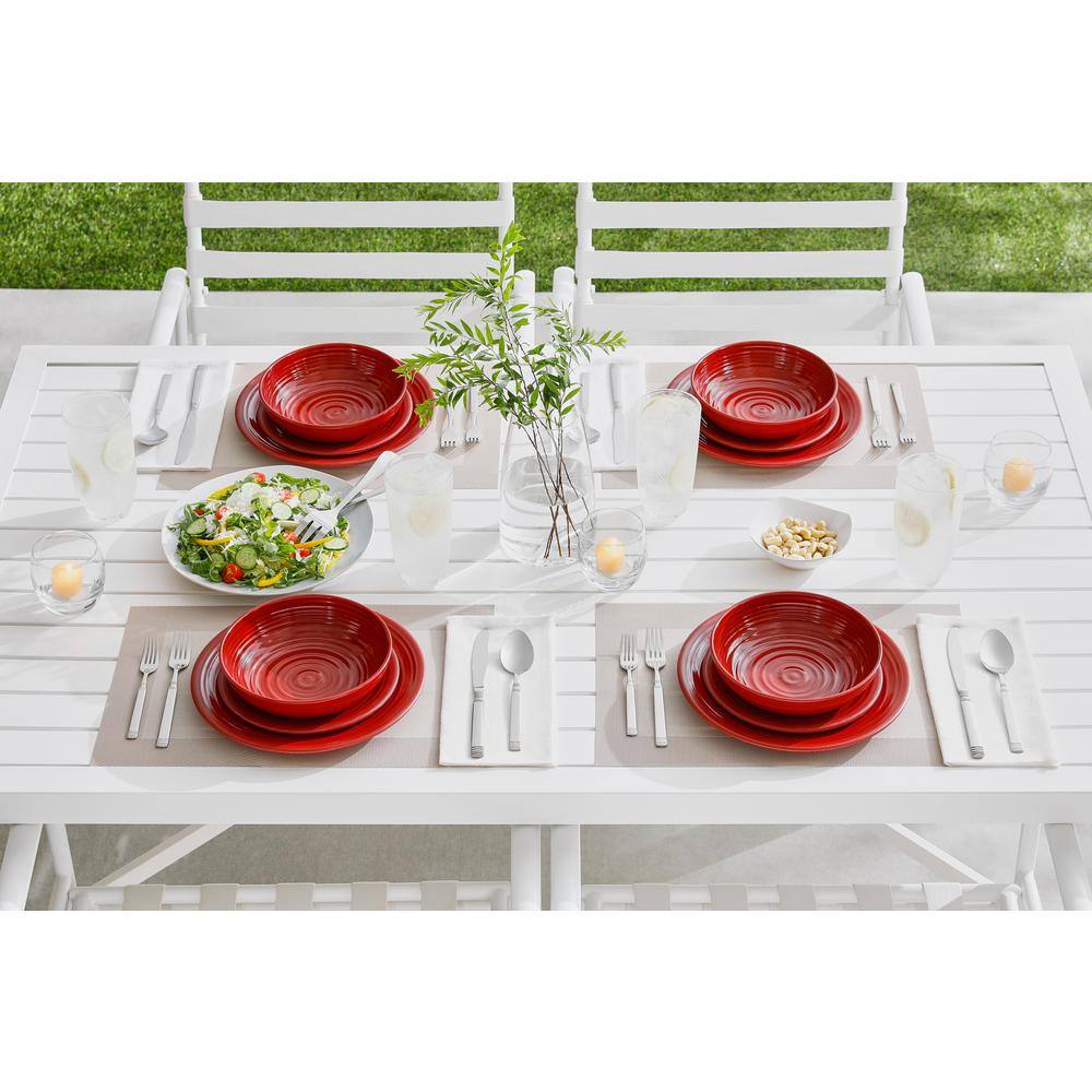 StyleWell Taryn Melamine Dinner Bowls in Ribbed Chili Red (Set of 6) FF5849CHI