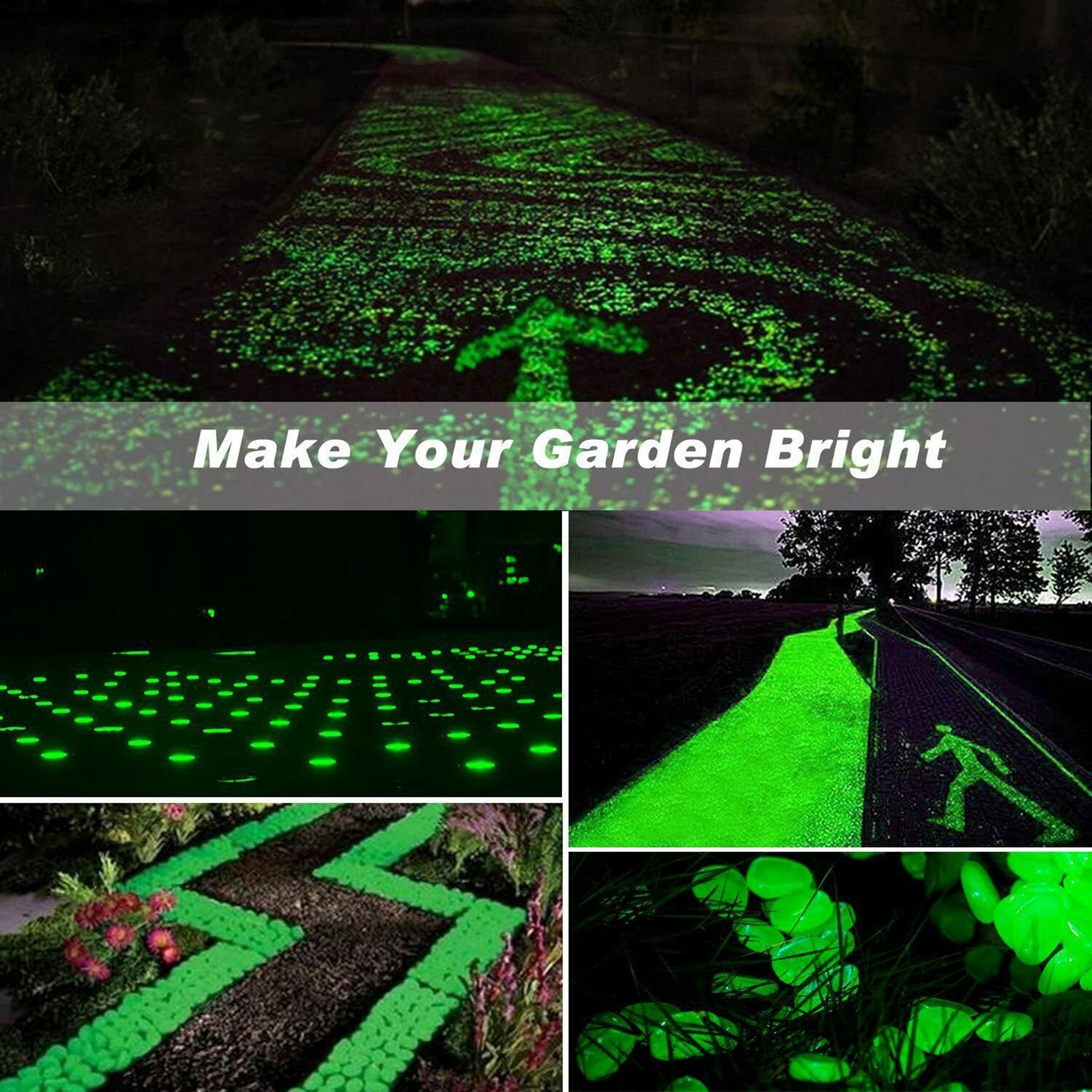 Dodocool 300pcs Glowing rocks Glow in The Dark Pebbles DIY Decorative Luminous Stones for Yards Lawns Walkways Garden Driveway Plants and Aquarium