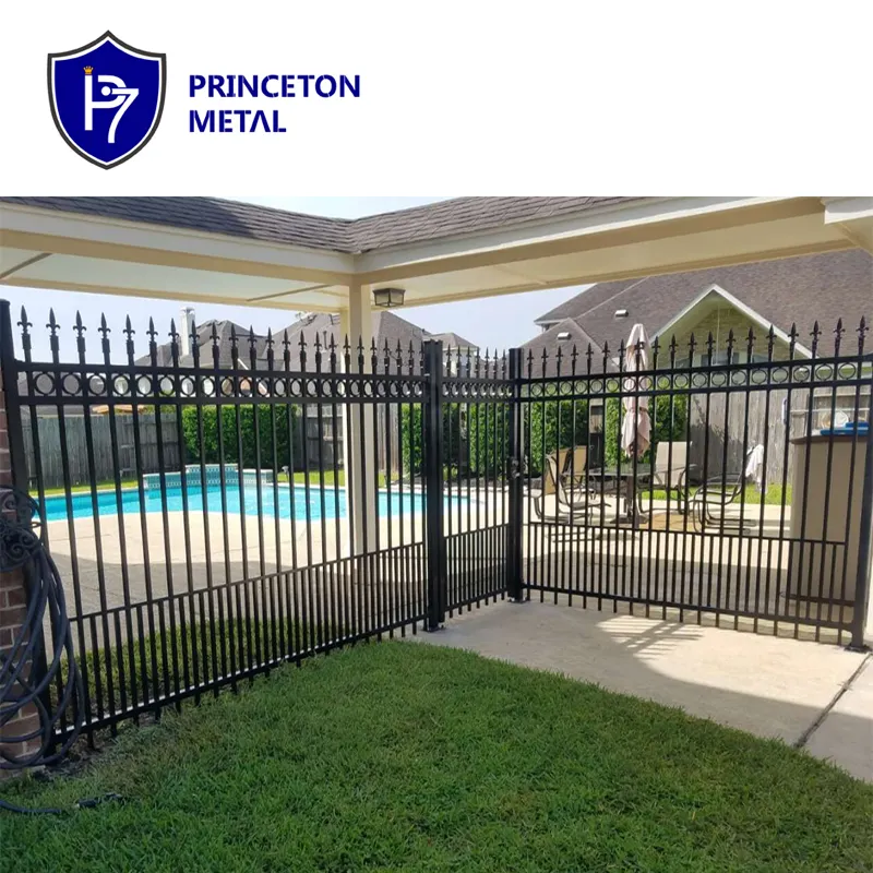 Metal outdoor no rust commercial picket tubular fencing 4 Feet Flat Top Aluminum Black dog Privacy Pet Fence PUPPY FENCE