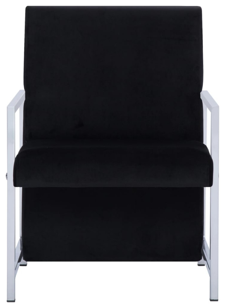 vidaXL Accent Chair Accent Single Sofa Chair with Chrome Feet Black Velvet   Contemporary   Armchairs And Accent Chairs   by vidaXL LLC  Houzz