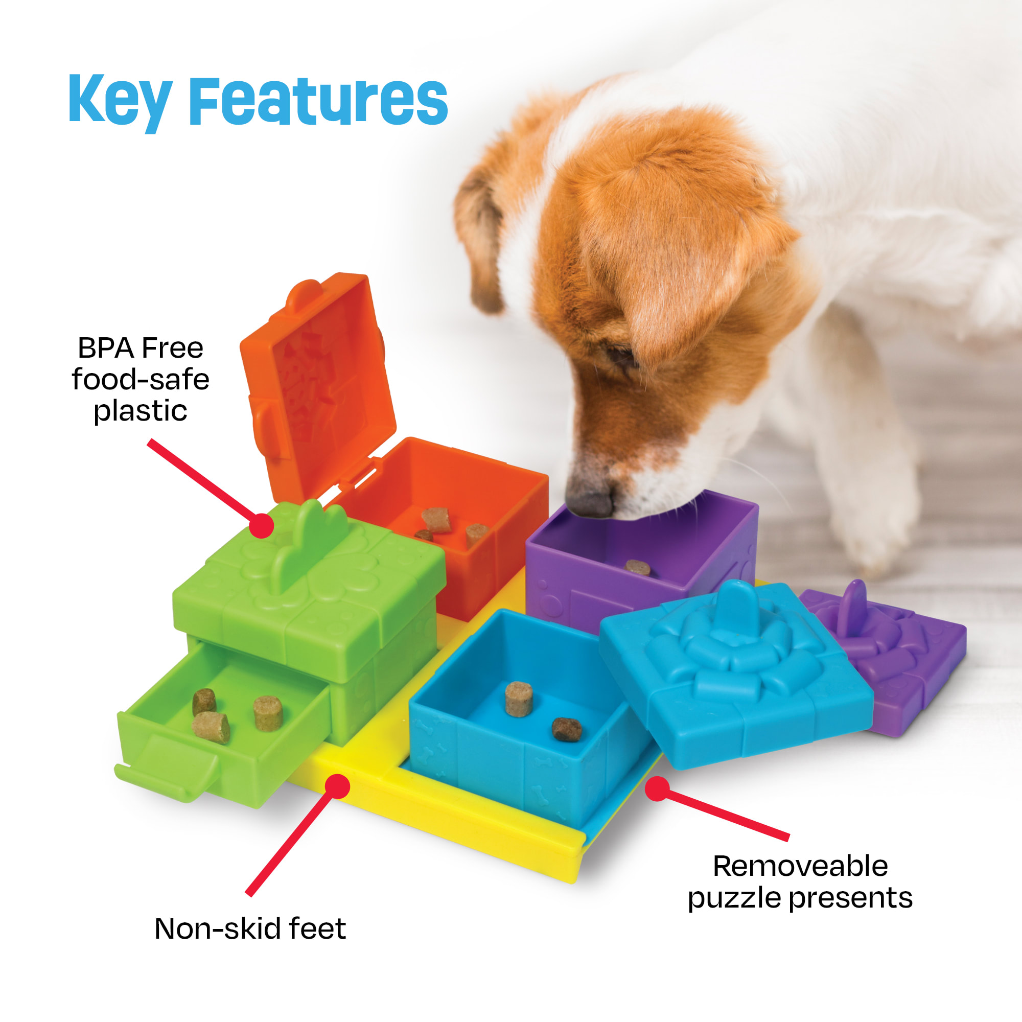 Brightkins Surprise Party Treat Puzzle Dog Toy， Small