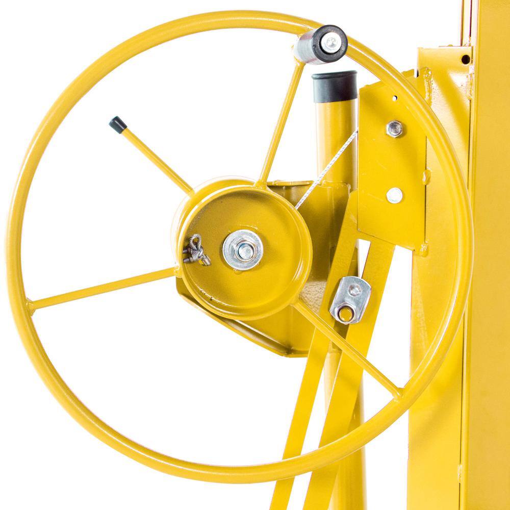 Kahomvis 11 ft. Heavy-Duty Steel Drywall Lift Drywall Panel Hoist in Yellow with Wheel Base Heng-LKW3-67