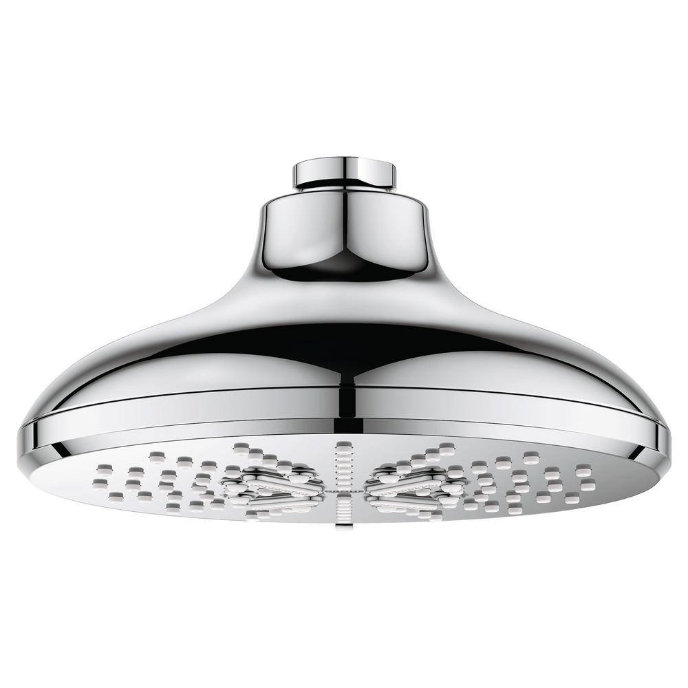 GROHE Rainshower SmartActive 3-Spray Patterns 1.75 GPM 6.5 in. Round Wall Mount Fixed Shower Head in StarLight Chrome 26789000