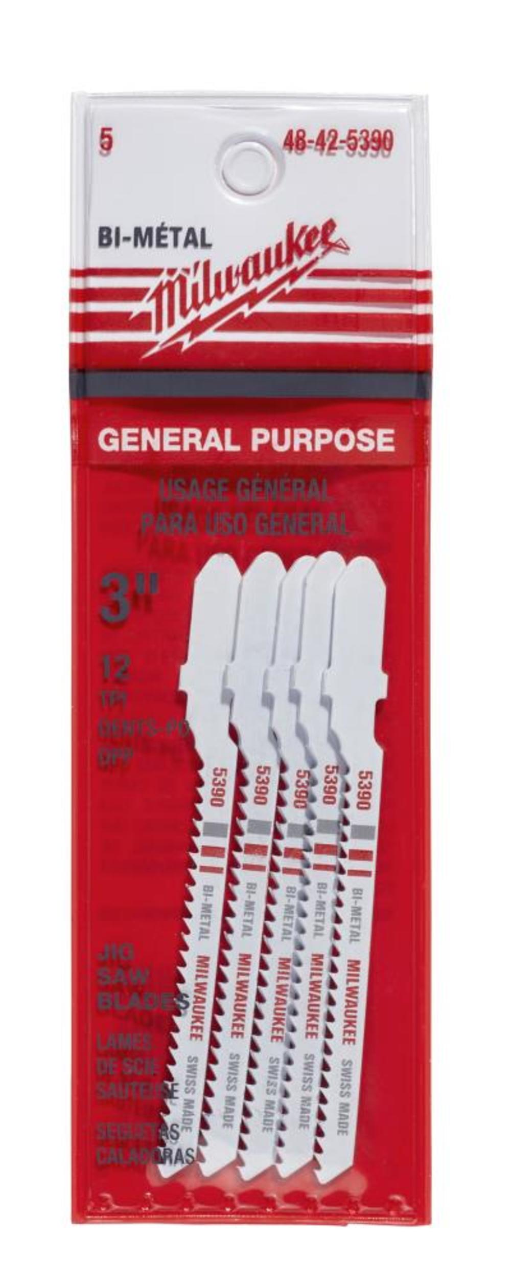 Milwaukee 3 in. 12 TPI Bi-Metal Jig Saw Blade 5PK 48-42-5390 from Milwaukee