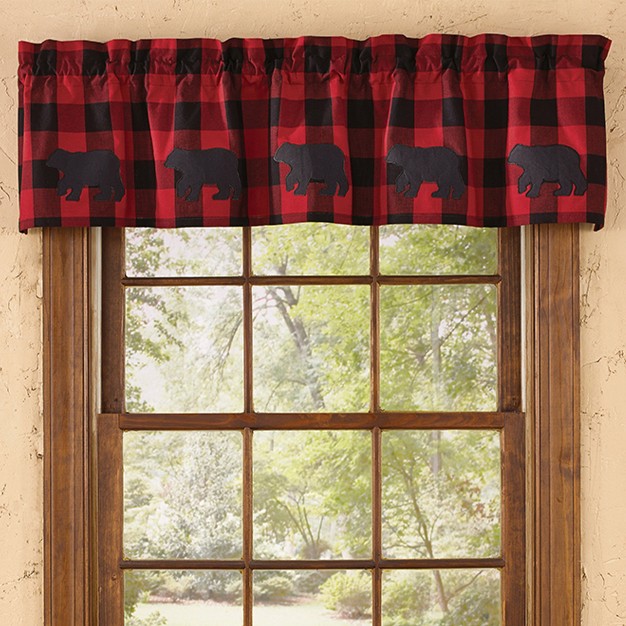 Park Designs Buffalo Check Bear Lined Valance 60 x27 x27 l Red