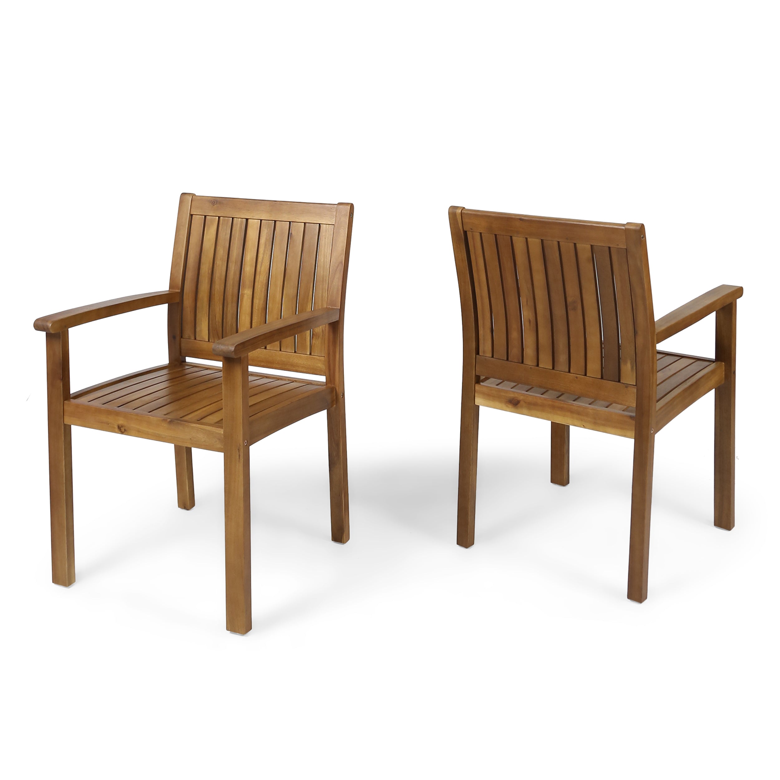 Kylan Outdoor Acacia Wood Dining Chairs (Set of 2)