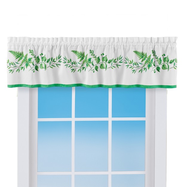 Collections Etc Tropical Botanical Leaves Rod Pocket Top Window Valance