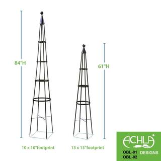 ACHLA DESIGNS Obelisk Garden Trellis 84 in. Tall Graphite Powder Coat Finish OBL-02