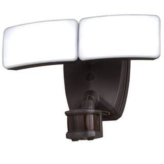 VAXCEL Zeta 2-Light Integrated LED Outdoor Motion Sensor Adjustable Security Flood Light Bronze T0619