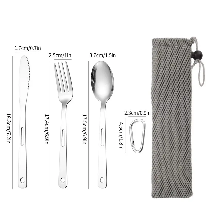 Factory direct outdoor camping portable stainless steel tableware set travel tableware