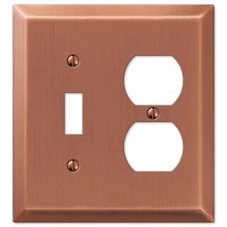 AMERELLE Metallic 2 Gang 1-Toggle and 1-Duplex Steel Wall Plate - Antique Copper 163TDAC